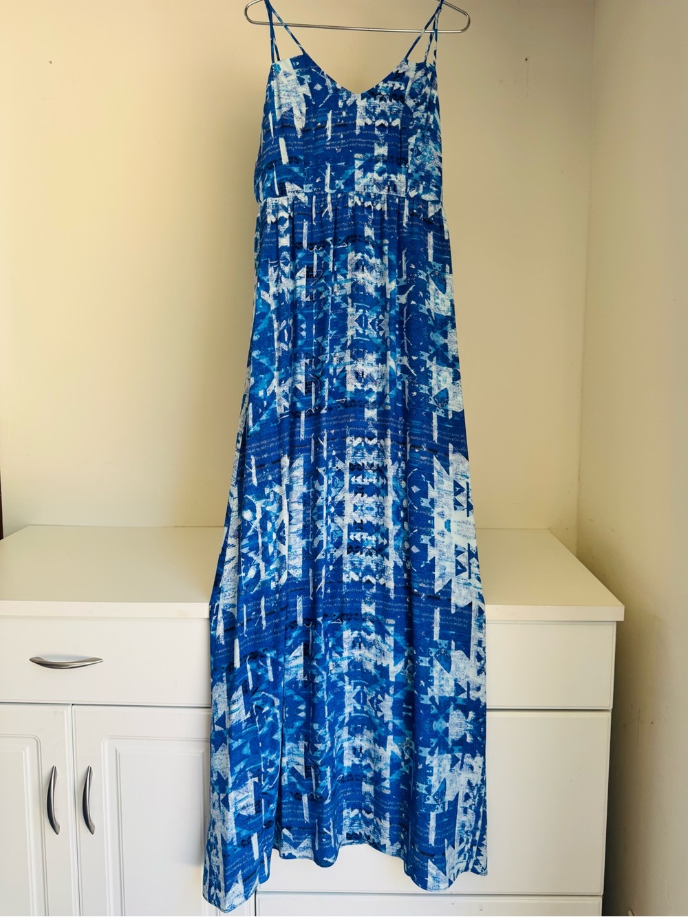 Parker Kisa Silk Blue & White Printed Maxi Dress
